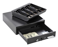 VAL-u Line Cash Drawer (13 Inch x 14 Inch, Manual, 4B/5C Till, Touch Open, 2 Slots, Black)