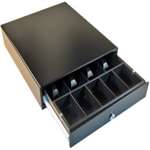 Vasario Cash Drawer (Steel Front, 320 Multipro Interface, Push Button, Without Media Slot And 14 Inch X 16 Inch) - Color: Black